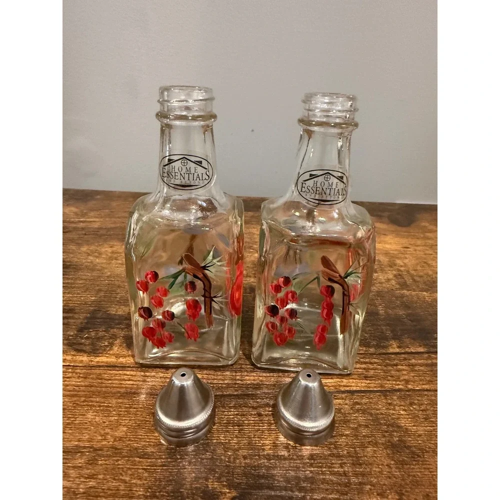 Home Essentials Hand Painted Glass Salt and Pepper Shakers Vinegar Bottles‎